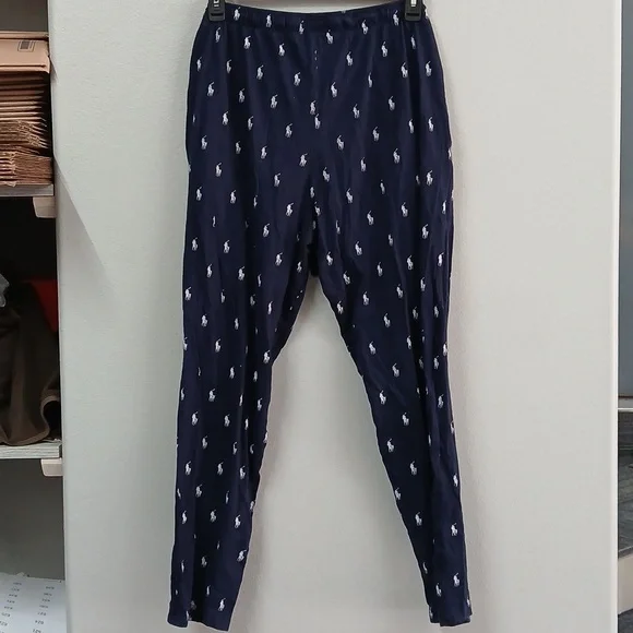 Polo Ralph Lauren Pajama Pants Mens Blue AOP 100% Cotton Casual Lounge Lg - Picture 6 of 7